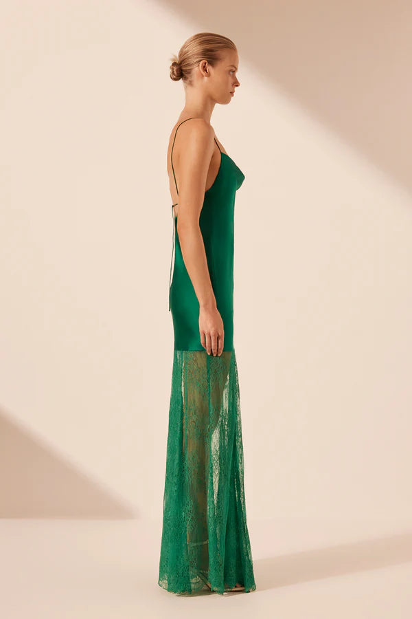 SHONA JOY Elle Silk Lace Cowl Maxi Dress