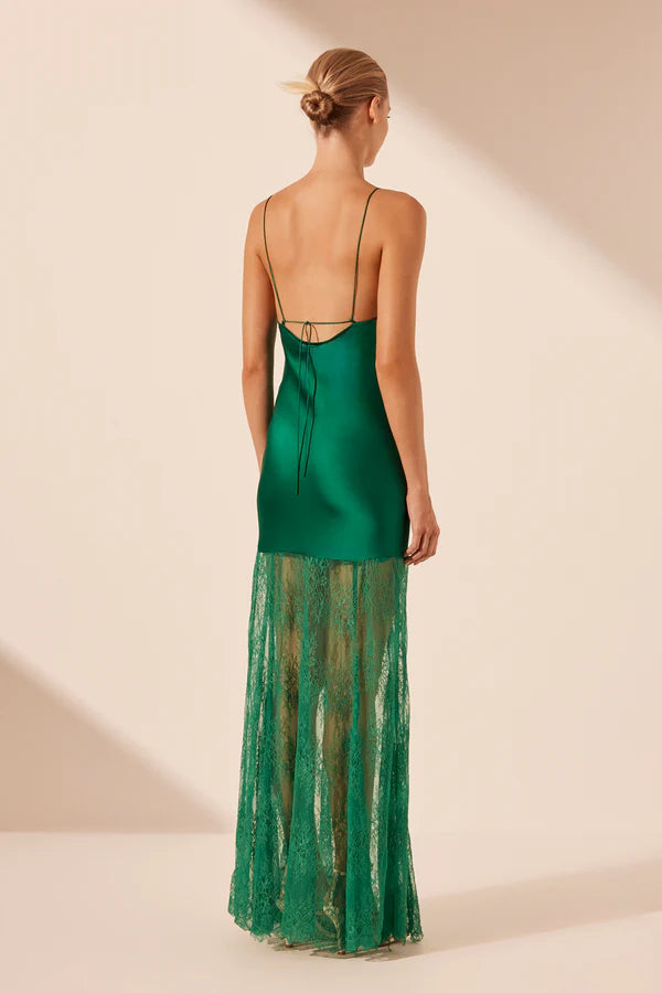 SHONA JOY Elle Silk Lace Cowl Maxi Dress