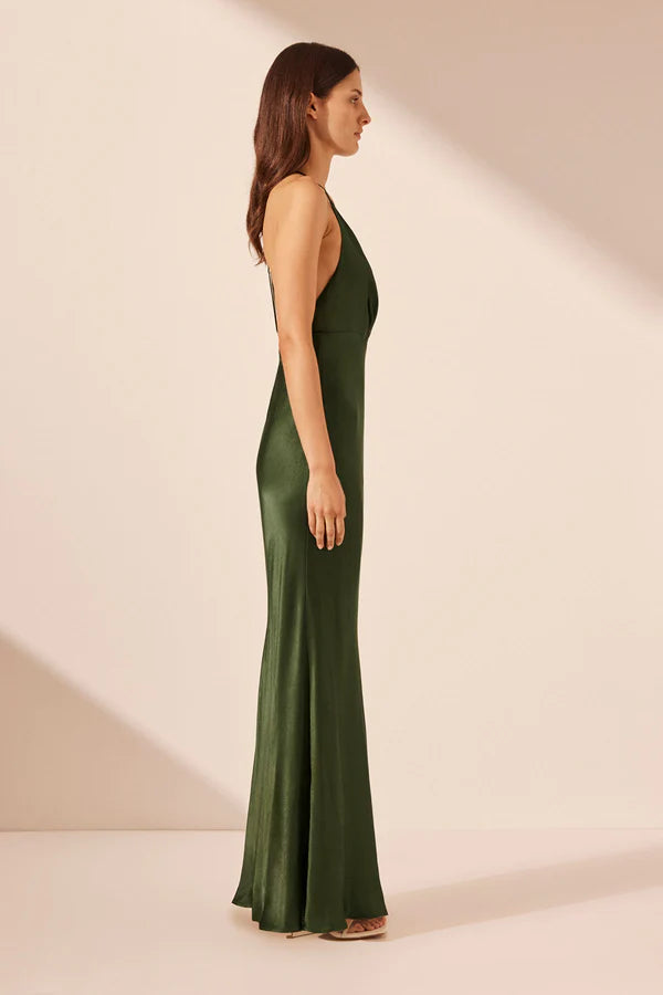 SHONA JOY Elia open Back Halter Maxi Dress