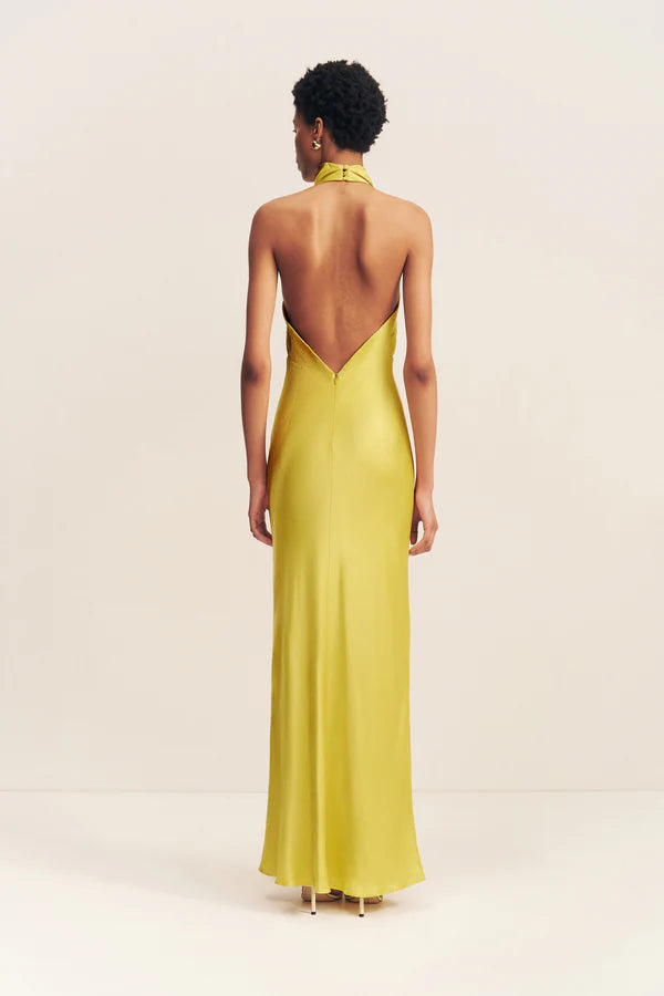 SHONA JOY Sofia High Cowl Open Back Maxi Dress-Lime