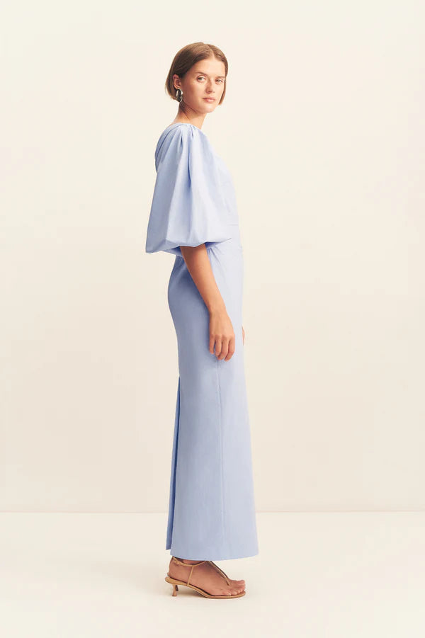 SHONA JOY Campbell One Shoulder Balloon Sleeve Maxi Dress-cornflower