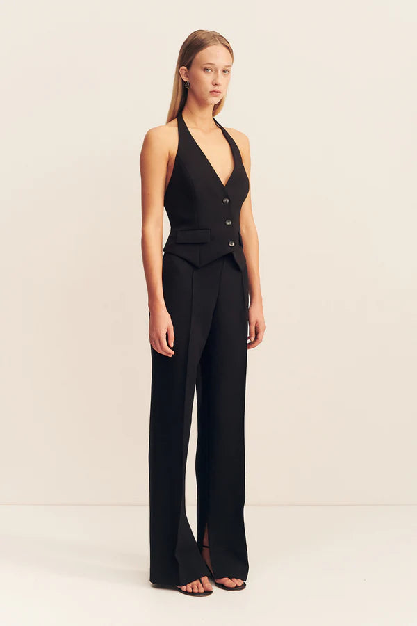 SHONA JOY Irena Pintuck straight leg pant-black