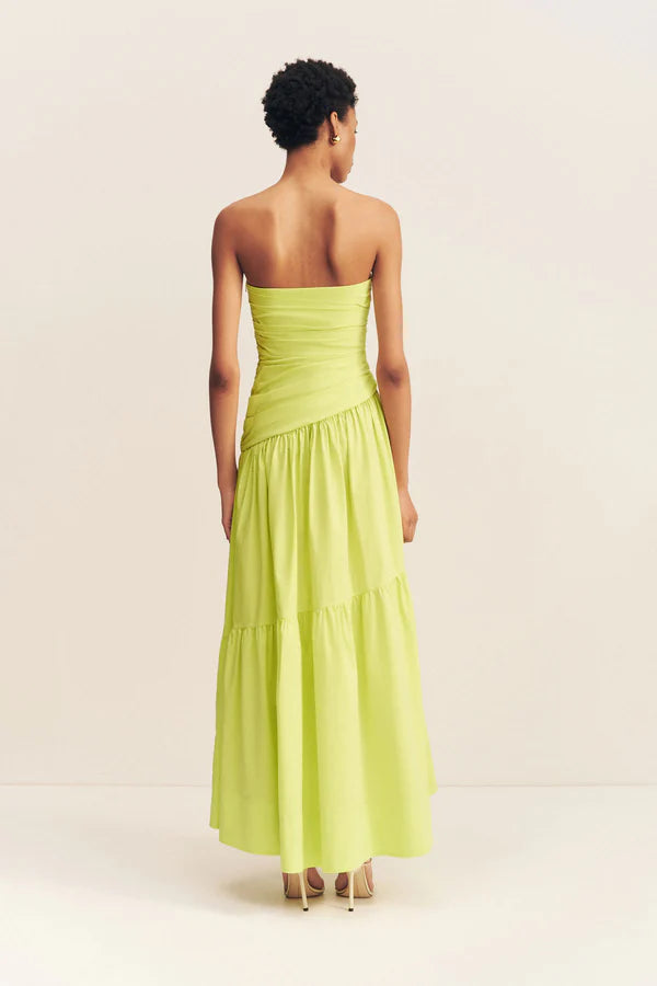 SHONA JOY Campbell Strapless Tiered Maxi Dress-lime