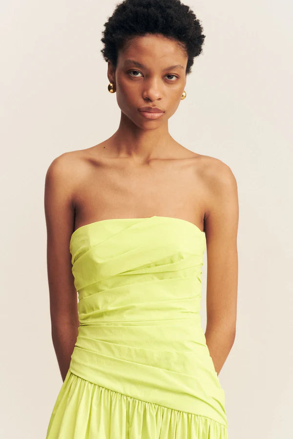 SHONA JOY Campbell Strapless Tiered Maxi Dress-lime