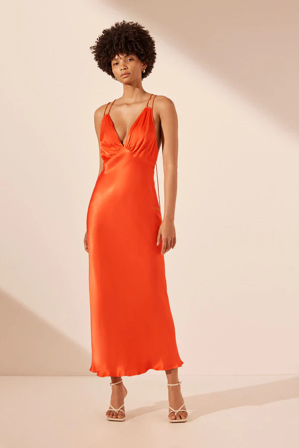 SHONA JOY Mia Double Strap Midi Dress