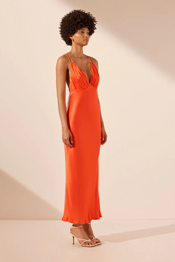 SHONA JOY Mia Double Strap Midi Dress