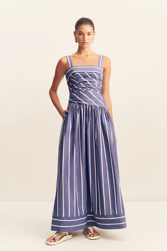 SHONA JOY Cambridge Square Neck Maxi-chambray blamc