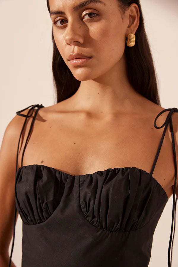 SHONA JOY Maiori gathered bubble mini-black