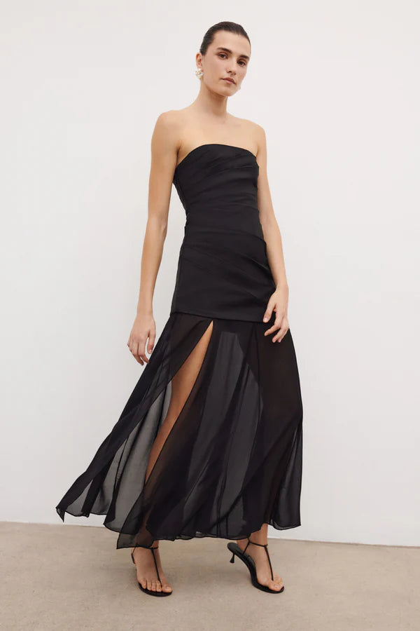 SHONA JOY - Blainey Strapless Draped Maxi Dress - Black