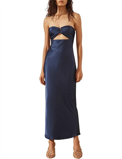 SHONA JOY Arienzo Strapless cut out midi