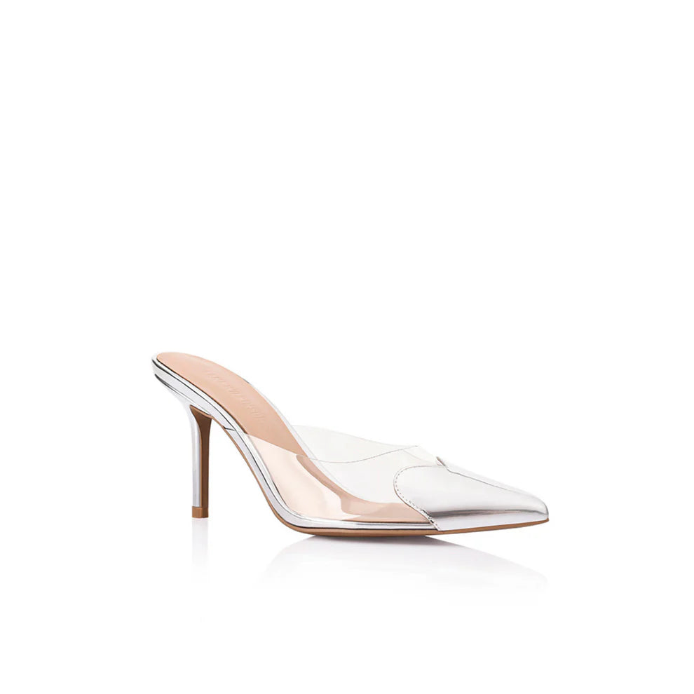 LANA WILKINSON Raquel Kitten Heel Mule-silver