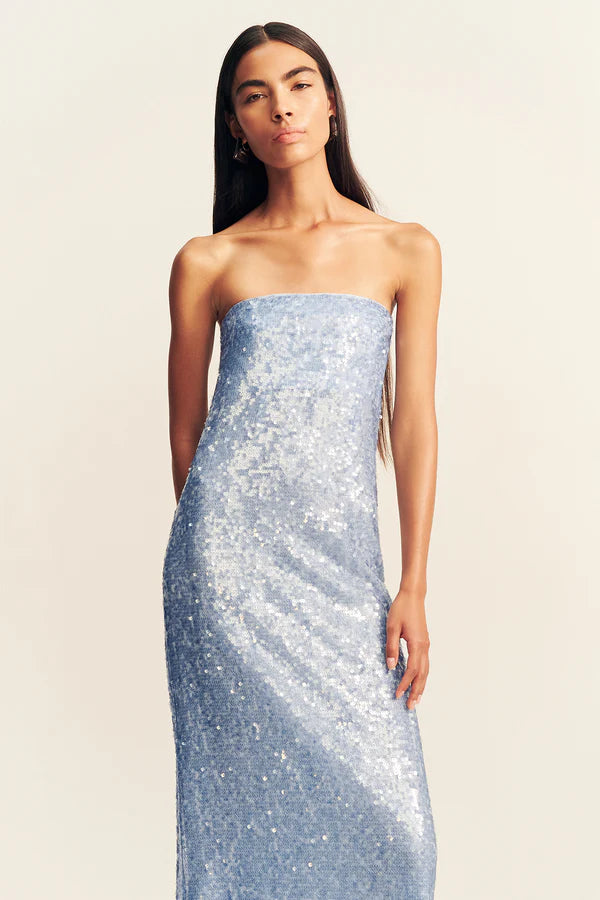 SHONA JOY Amerie Strapless Maxi Dress Arcadia Blue