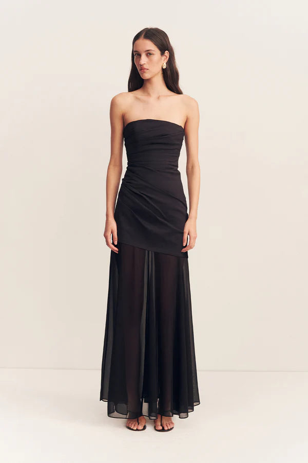 SHONA JOY - Blainey Strapless Draped Maxi Dress - Black