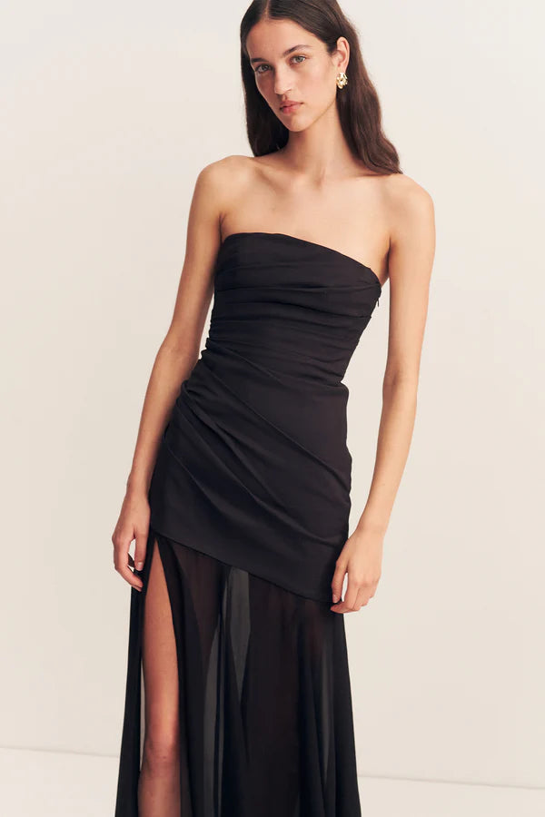 SHONA JOY - Blainey Strapless Draped Maxi Dress - Black
