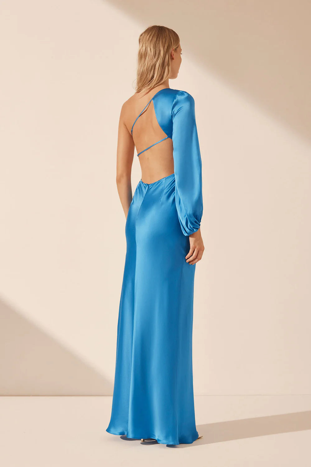 SHONA JOY Ciel Silk One Shoulder Maxi Dress
