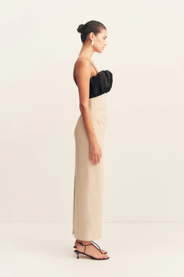 SHONA JOY Campbell Bodice Midi Dress-oat
