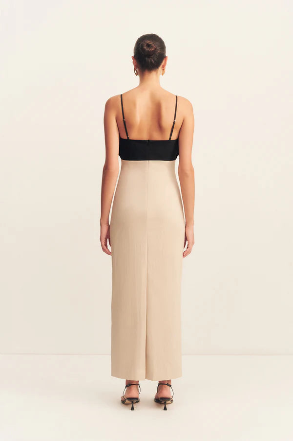 SHONA JOY Campbell Bodice Midi Dress-oat