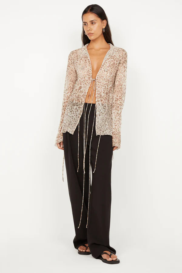 BEC + BRIDGE Feline Tie Blouse in Leopard Faded