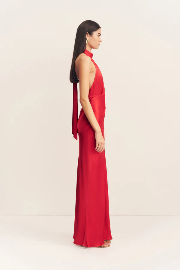SHONA JOY Tatum Halter Neck Maxi Dress-grenadine