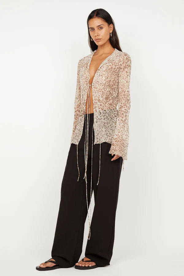 BEC + BRIDGE Feline Tie Blouse in Leopard Faded