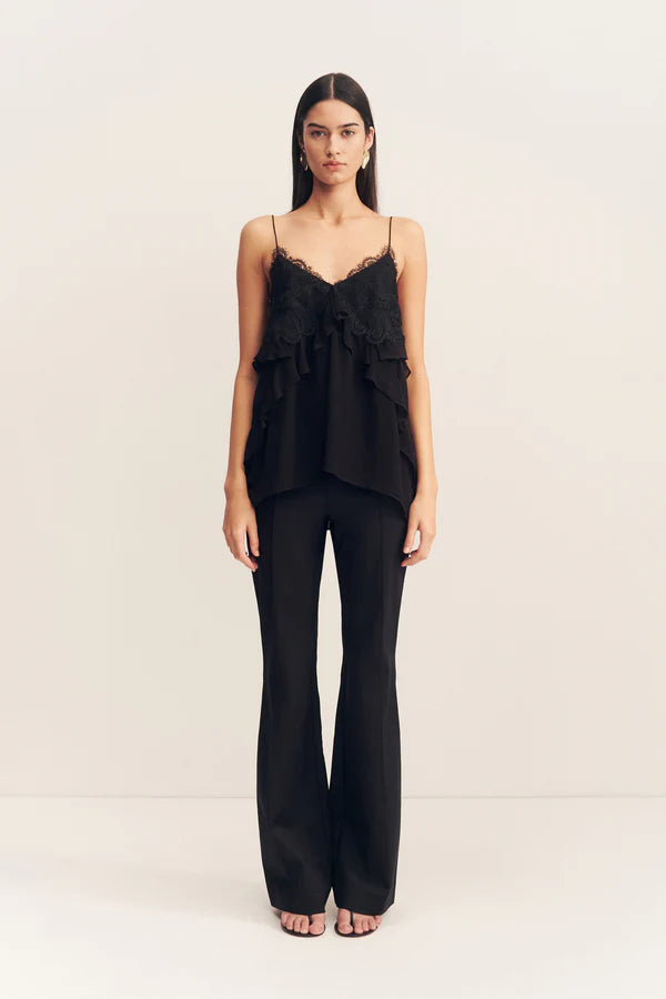 SHONA JOY Emory Lace Ruffle Cami-black