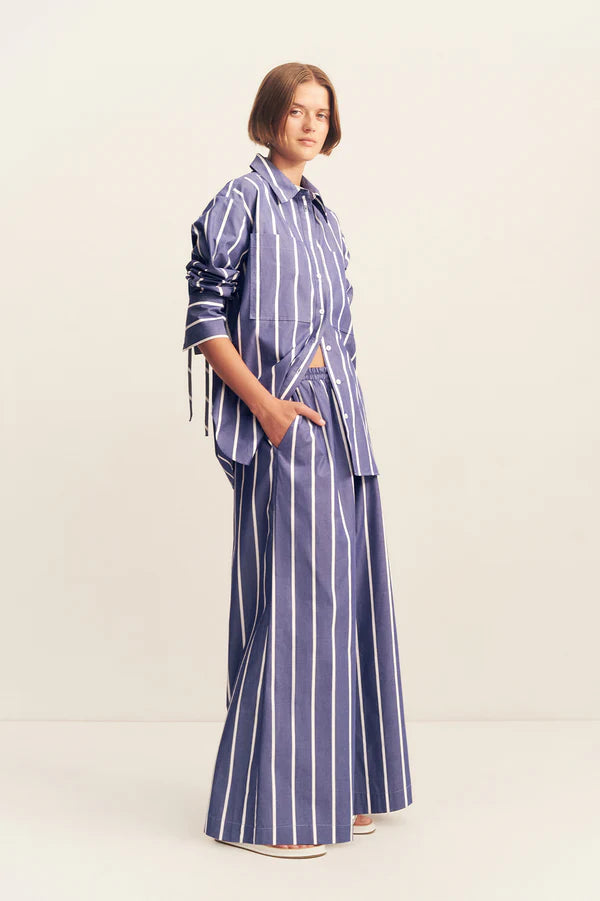 SHONA JOY Cambridge Wide Leg Pant-chambray blanc