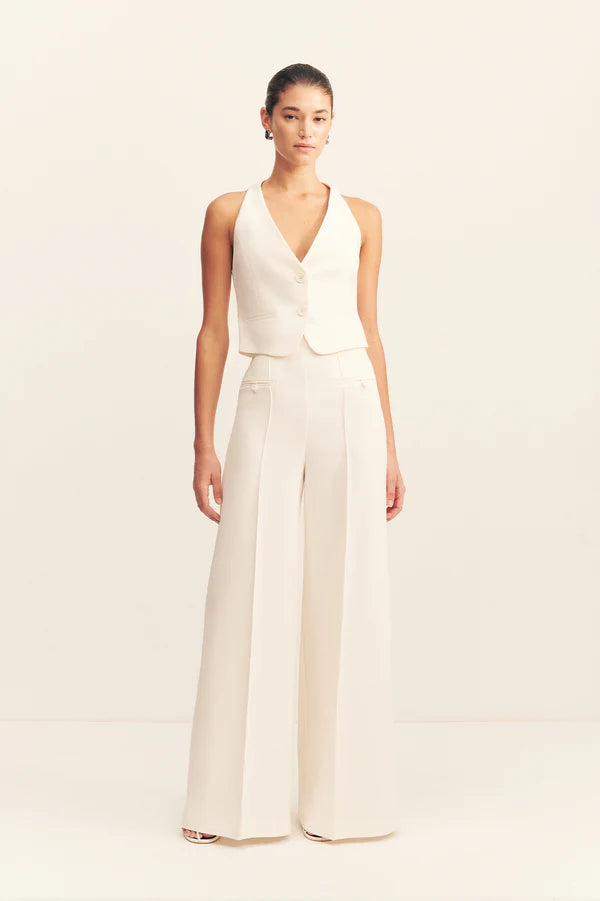 SHONA JOY Amura High Waisted Wide Leg Pant-cream