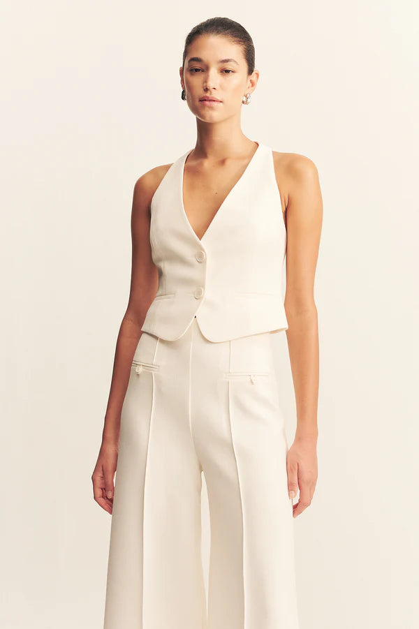 SHONA JOY Amura High Waisted Wide Leg Pant-cream