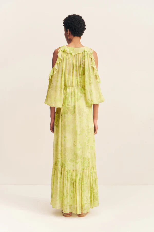 SHONA JOY Miller Drawstring Maxi Dress-lime