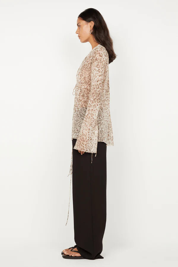 BEC + BRIDGE Feline Tie Blouse in Leopard Faded