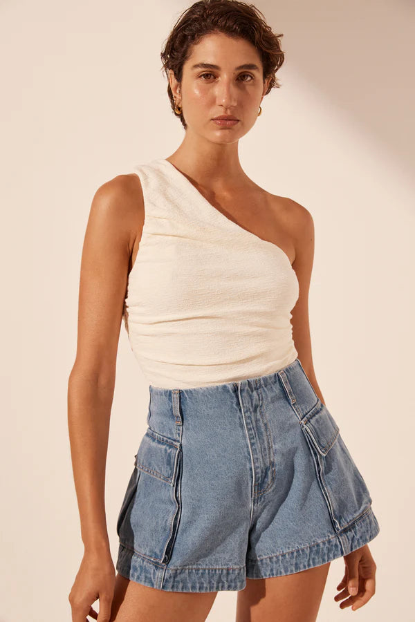 SHONA JOY Patch Pocket Shorts-mid blue