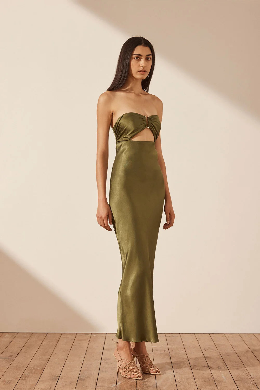 Shona Joy Arienzo Strapless Cut out Midi Dress