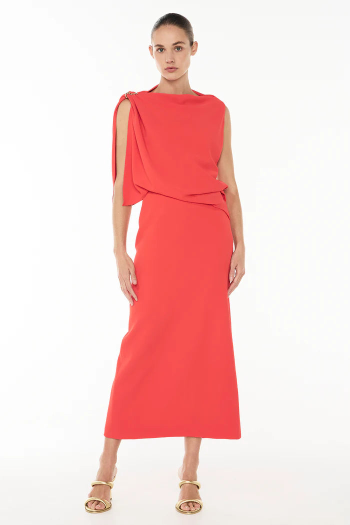 MANNING CARTELL High Times Drape Dress-poppy