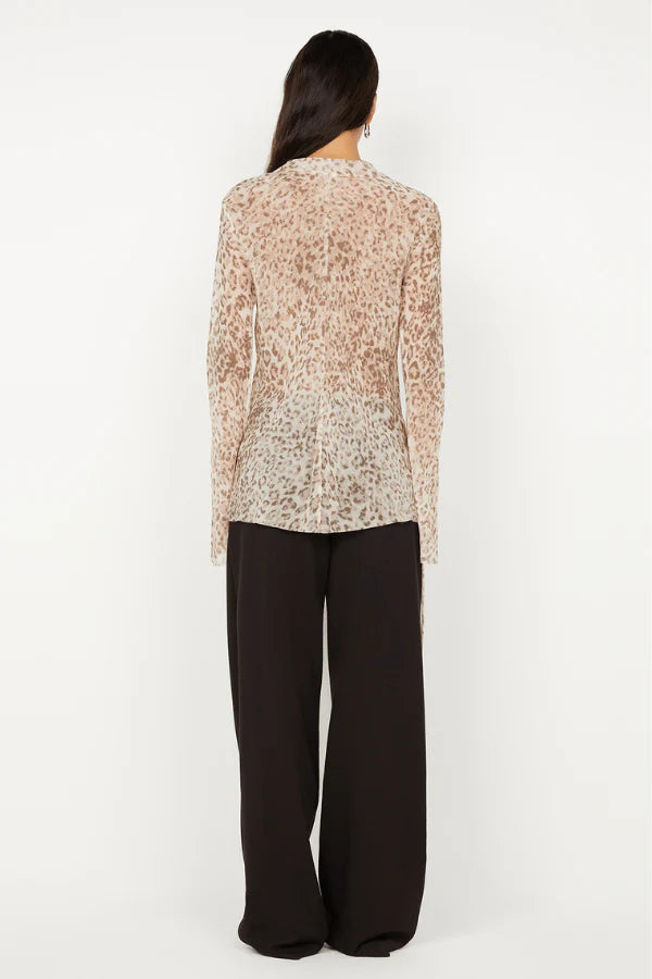 BEC + BRIDGE Feline Tie Blouse in Leopard Faded