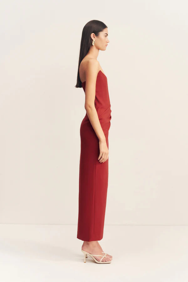 SHONA JOY Lani Corset Maxi Dress-red dahlia