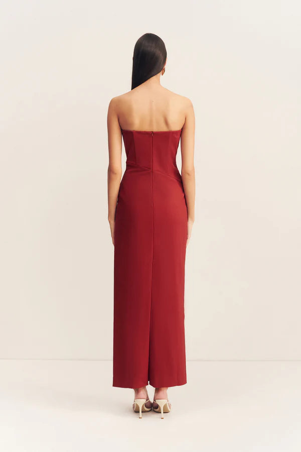 SHONA JOY Lani Corset Maxi Dress-red dahlia