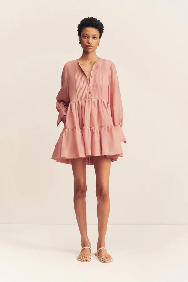 SHONA JOY Celeste Tiered Mini Dress-rose