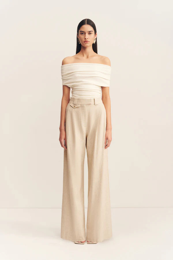 SHONA JOY Newman High Waisted Tailored Pant-parchment