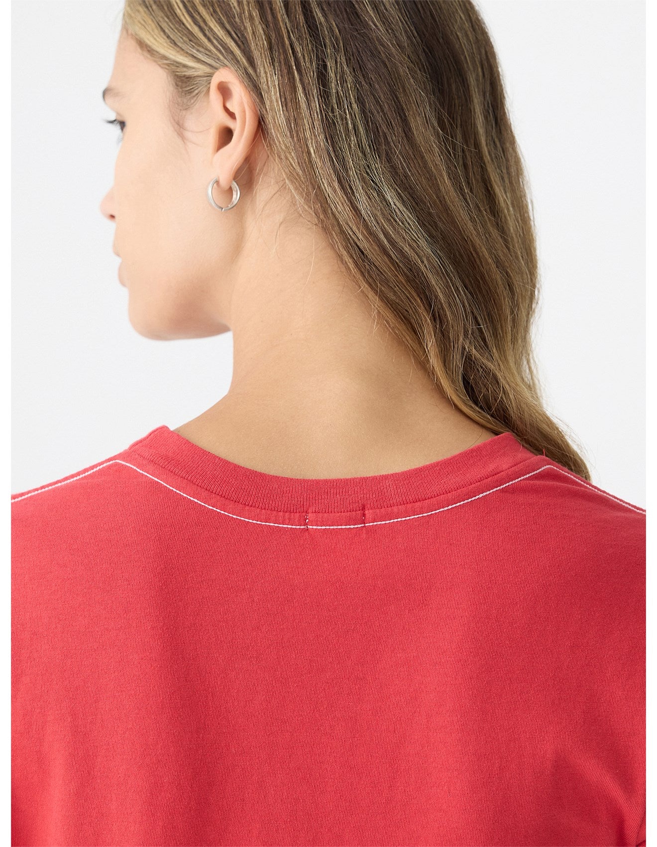 BASSIKE - Raw Edge Baby T-Shirt in Hibiscus