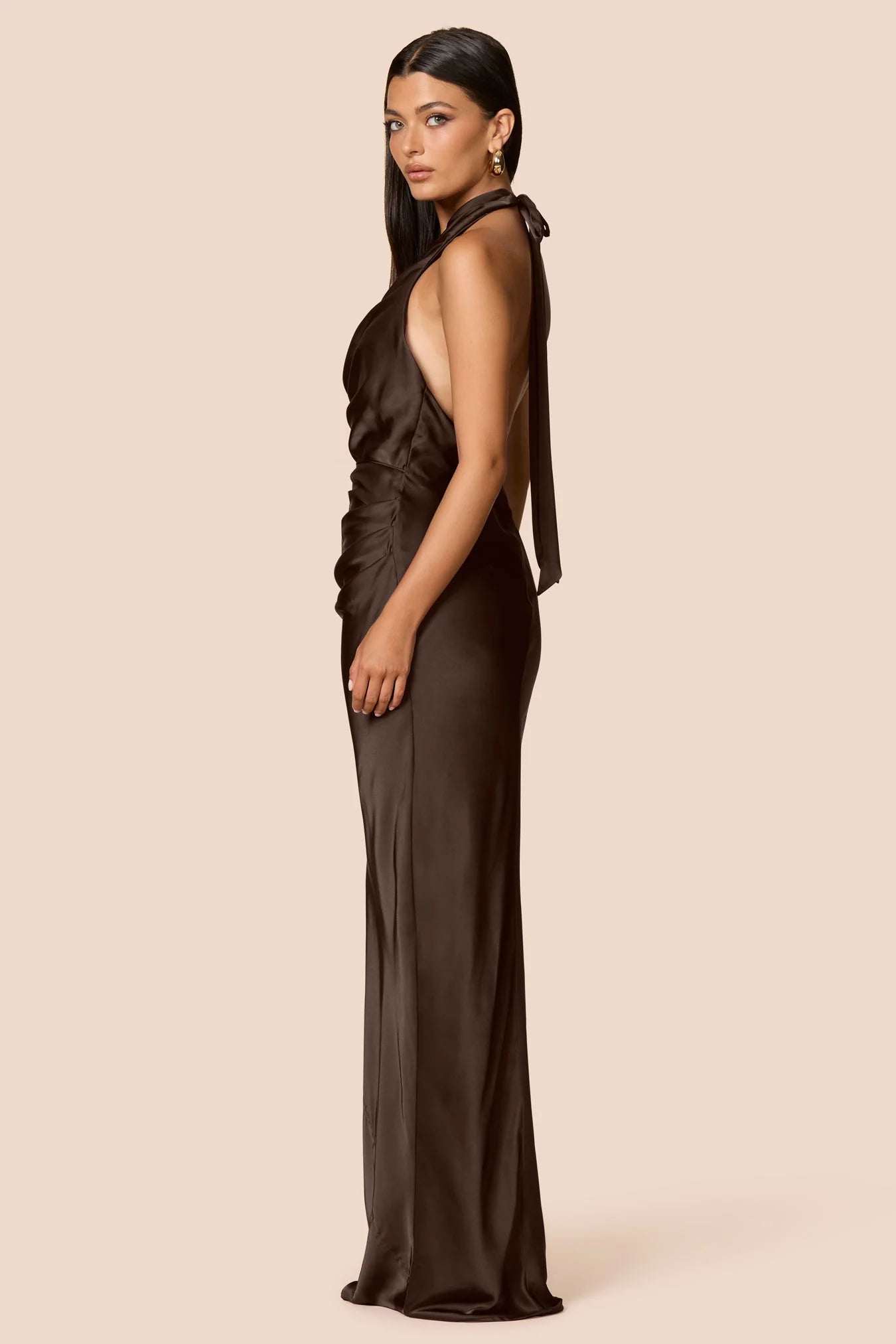 Nookie Penelope Drape Gown in Chocolate