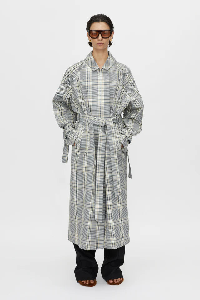 CAMILLA AND MARC Delta Plaid Trench-khaki plaid