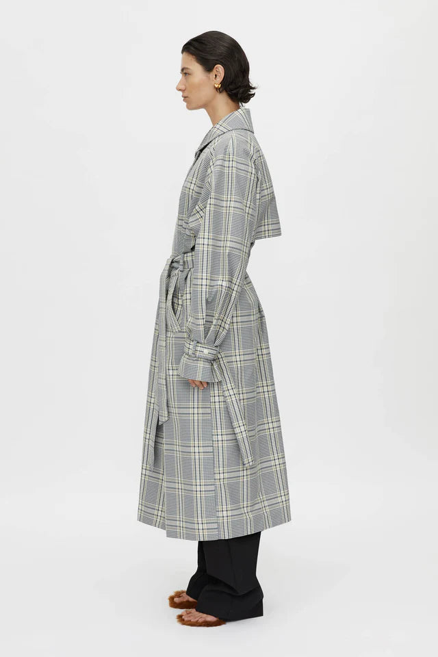 CAMILLA AND MARC Delta Plaid Trench-khaki plaid
