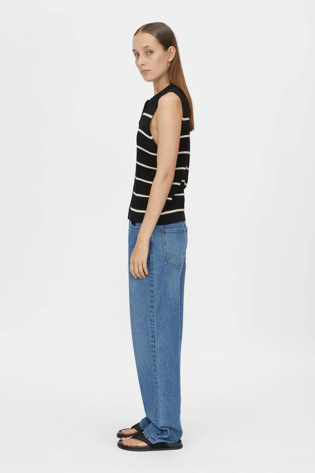 CAMILLA AND MARC Gale Button Up Sleeveless Cardigan-black & beige