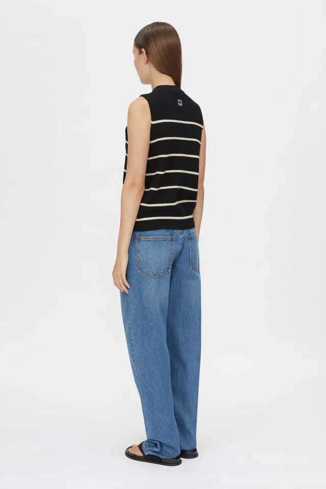 CAMILLA AND MARC Gale Button Up Sleeveless Cardigan-black & beige