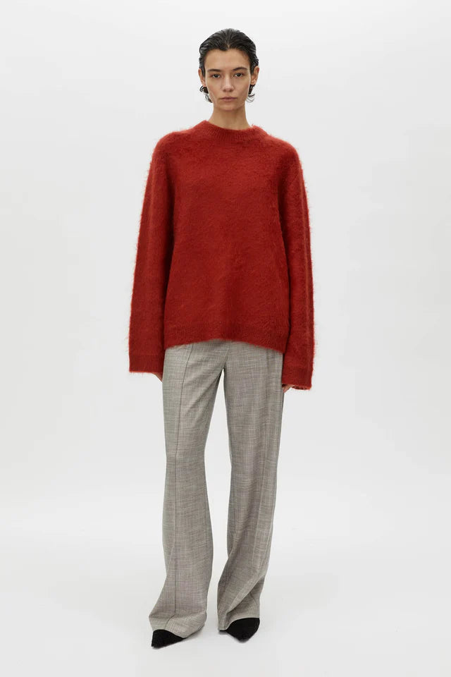 CAMILLA AND MARC Meier Brushed Alpaca Knit Sweater-deep red