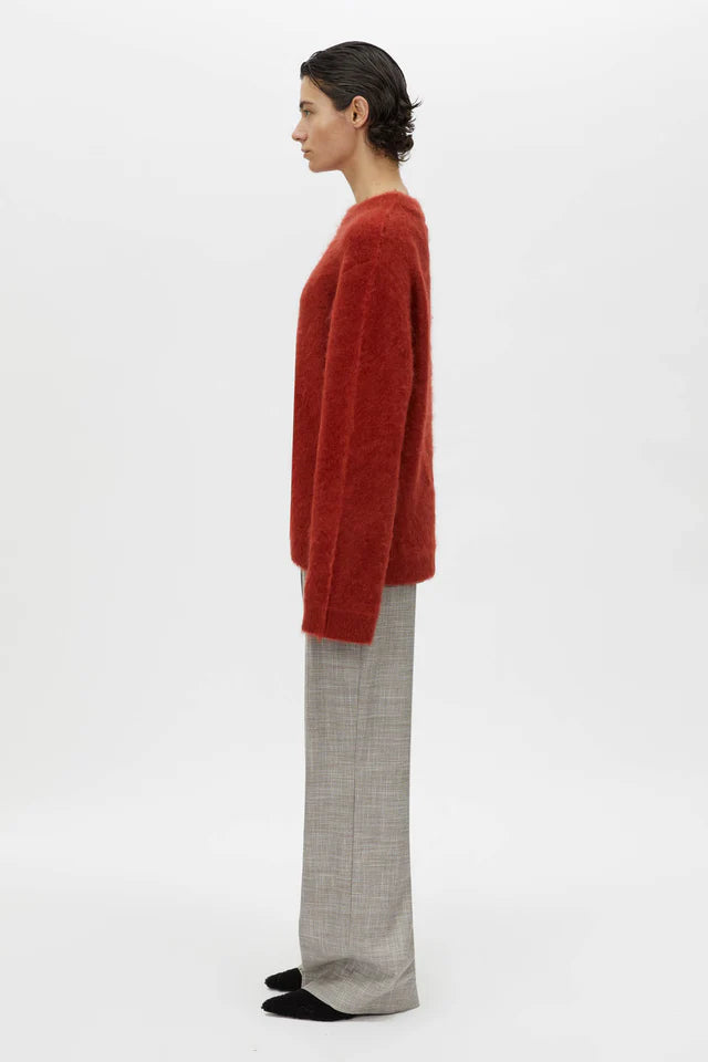 CAMILLA AND MARC Meier Brushed Alpaca Knit Sweater-deep red
