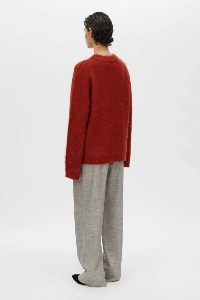 CAMILLA AND MARC Meier Brushed Alpaca Knit Sweater-deep red