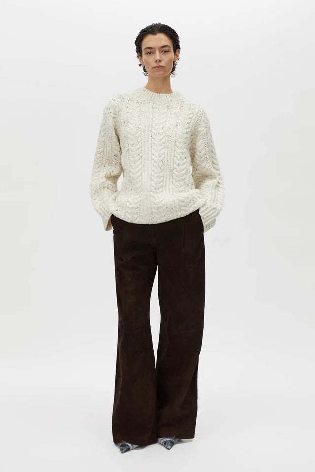 CAMILLA AND MARC Terrazzo Cable Knit Sweater-cream fleck