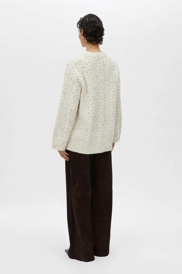 CAMILLA AND MARC Terrazzo Cable Knit Sweater-cream fleck