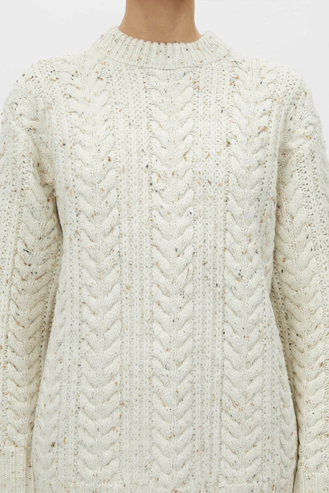 CAMILLA AND MARC Terrazzo Cable Knit Sweater-cream fleck